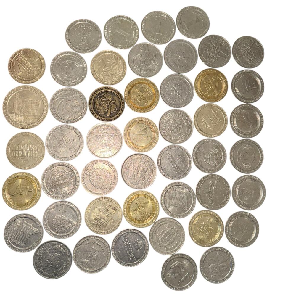 Lot of 46 Vintage Las Vegas Biloxi LA MS Casino Gaming Tokens  Used Circulated